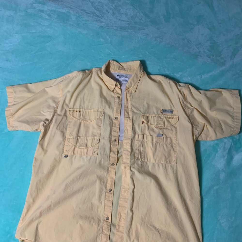 Columbia Men's PFG  Yellow Short Sleeve Shirt XL